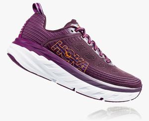 Hoka One One Women's Bondi 6 Wide Road Running Shoes Purple/White Clearance Sale [HLCEN-7105]